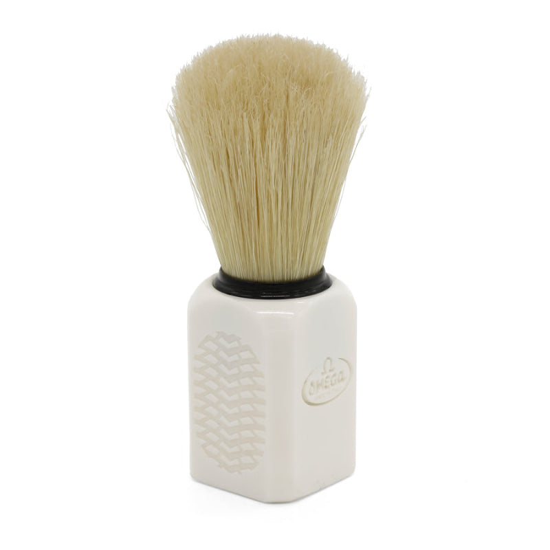Blaireau Omega Pro-Grip blanc en soies de porc
