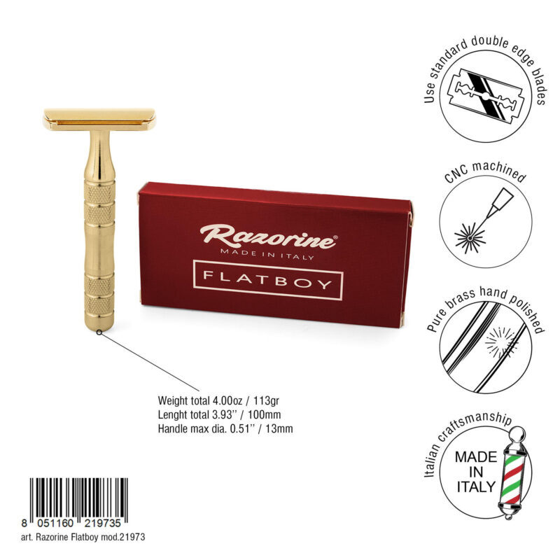 Rasoir de sûreté Razorine Flatboy 73 Laiton