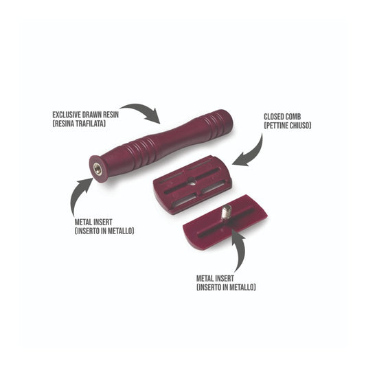 Rasoio di Sicurezza Razorine Classic Red Marsala - componenti