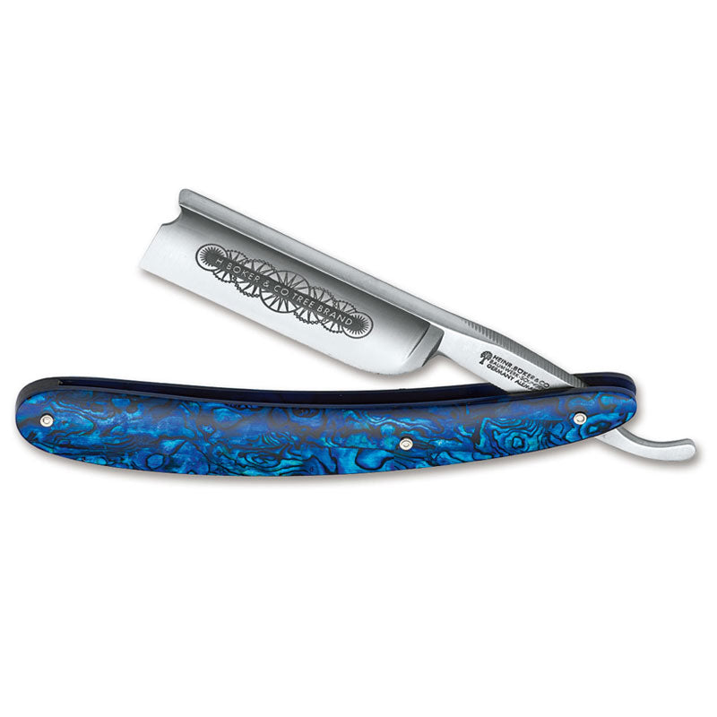 Rasoir Droit Boker 7/8 Blue Shell Barber's Notch