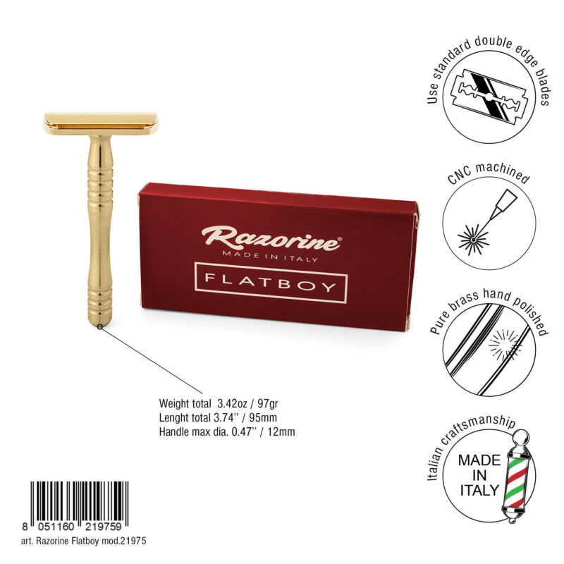 Rasoio di Sicurezza Razorine Flatboy 75 Brass – Sbarba