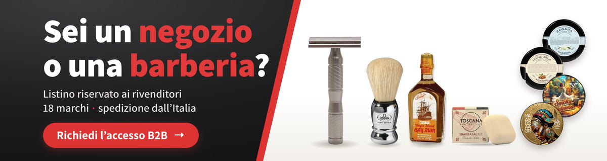 Sbarba B2B: listino riservato a negozi e barberie, 18 marchi, spedizione dall'Italia