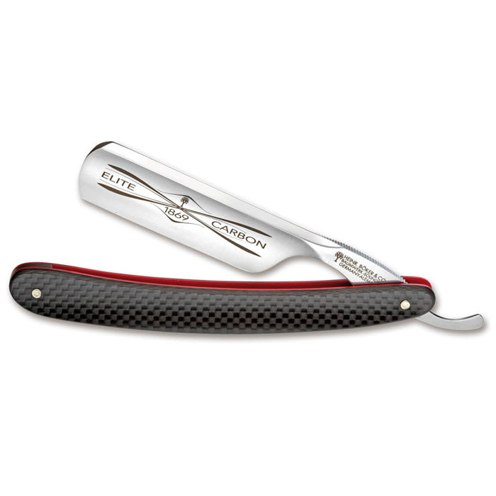 Rasoir Droit Boker 6/8 Elite Carbone Bout Rond