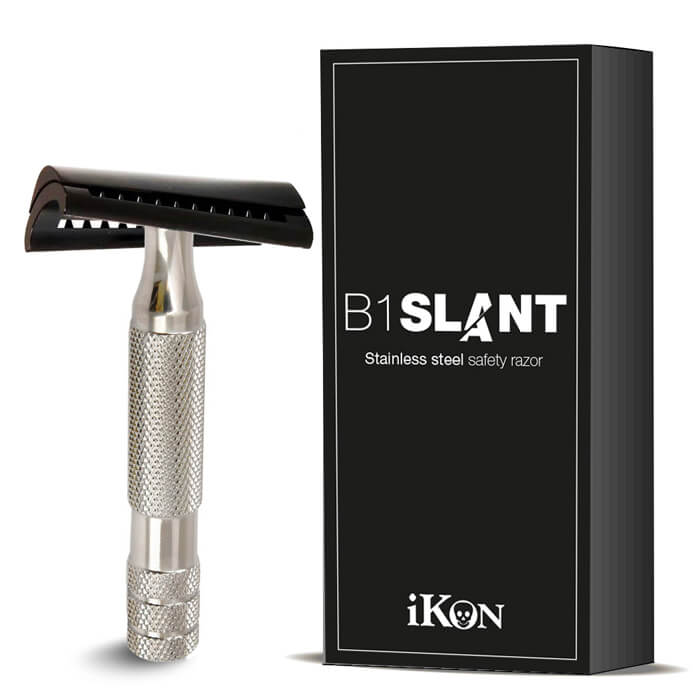 Rasoir de Sûreté Ikon B1 Slant Manche Bulldog 80mm Inox Poli