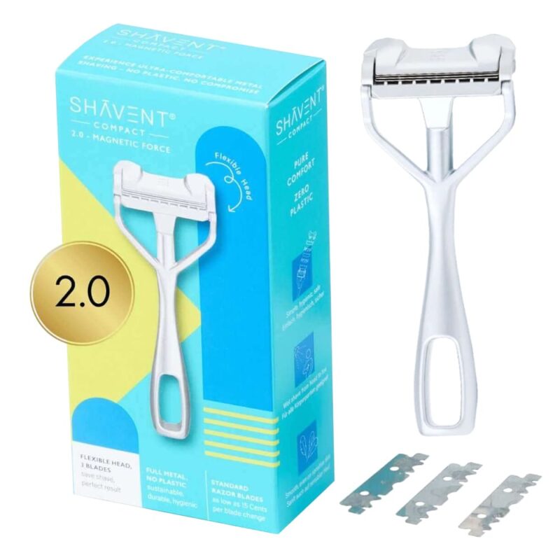 Rasoir de sûreté Shavent Single Edge Compact 2.0 Magnétique Chrome Mat