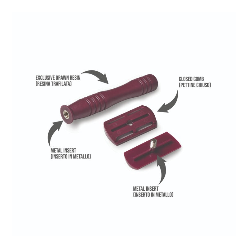 Rasoio di Sicurezza Razorine Classic Red Marsala - componenti
